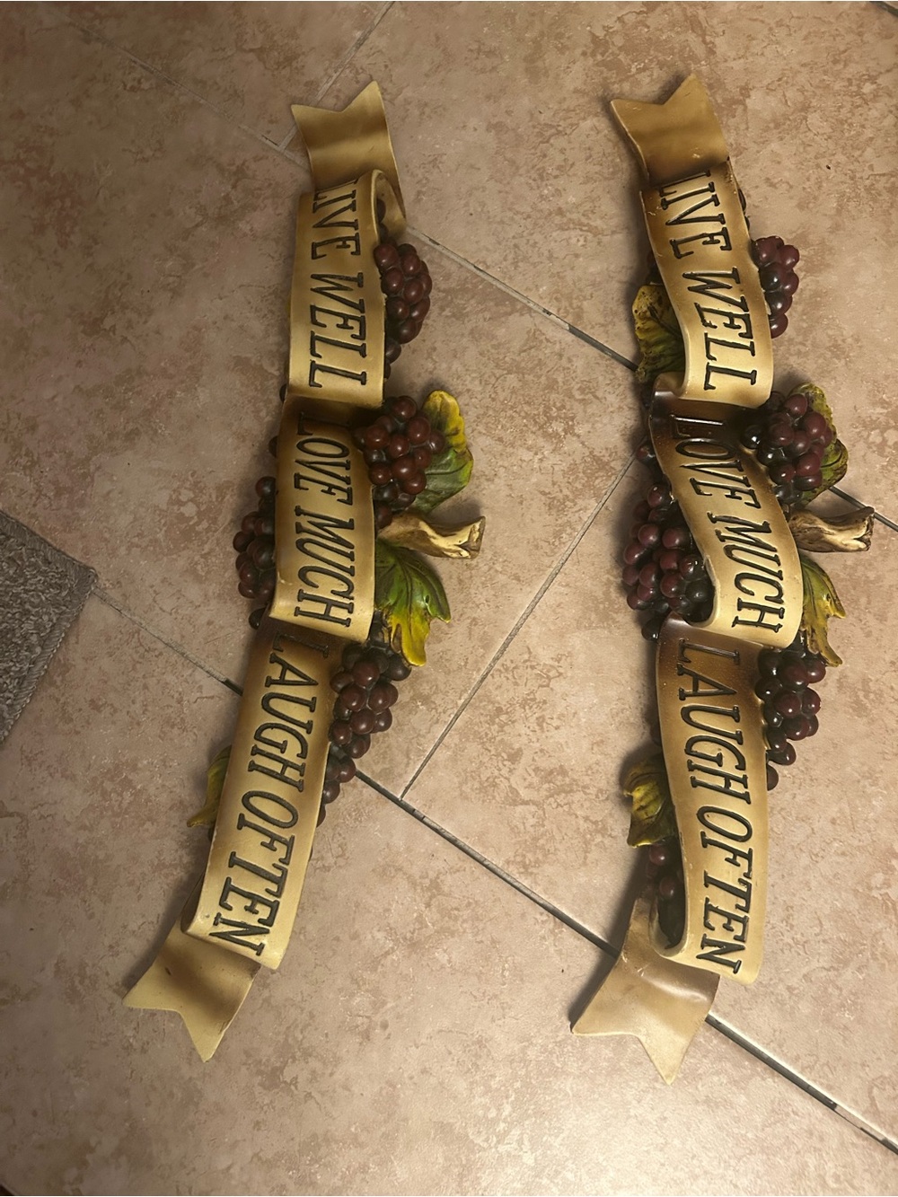 Touch of Class Live Love Laugh Grapes Wall Accent set of 2 - Picture 2 of 3